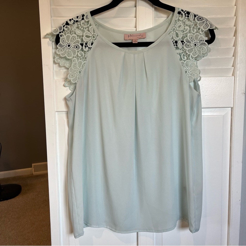 Philosophy Mint Green Short Sleeve Blouse